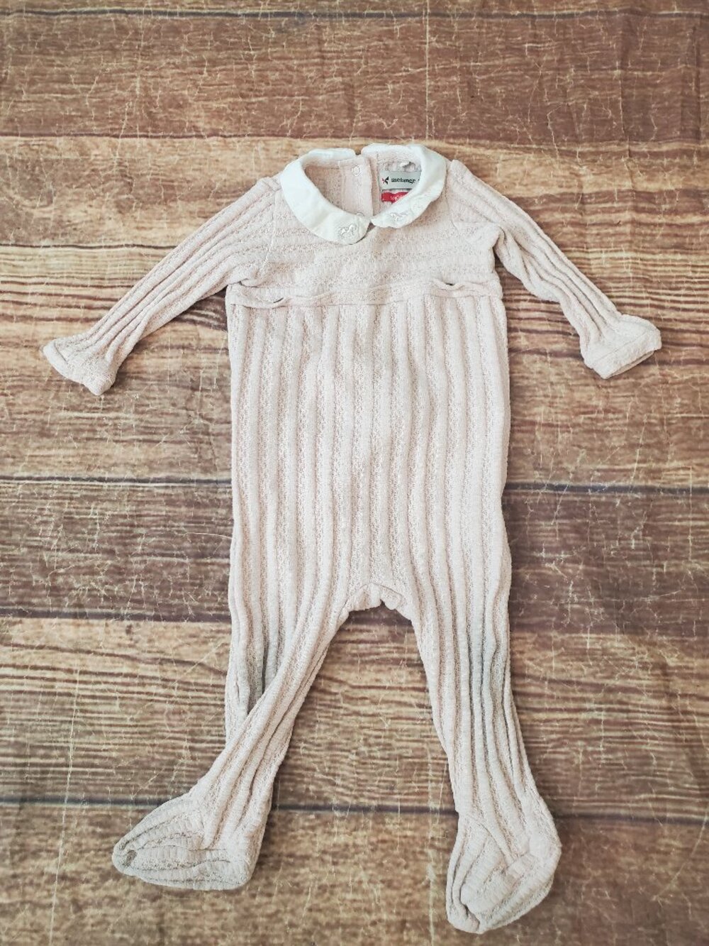 Melange Baby Girl Knit Pink Footie Onesie 12-18M